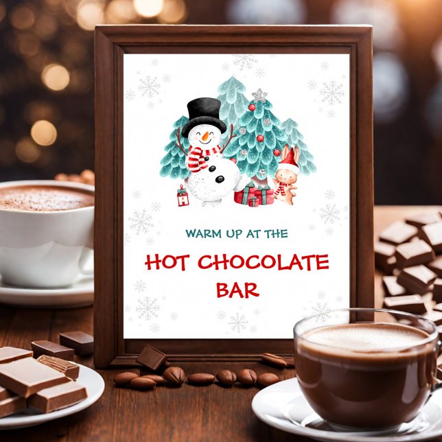 Hot Chocolate Bar Cute Snowman Christmas Party Poster (Hot Chocolate Bar Cute Snowman Christmas Party Poster)