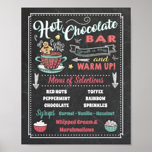 Hot Chocolate Bar Menu Party Poster Sign