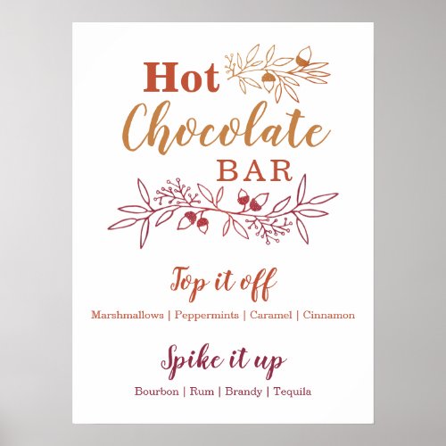 Hot Chocolate Bar Menu Wedding Engagement Party Poster
