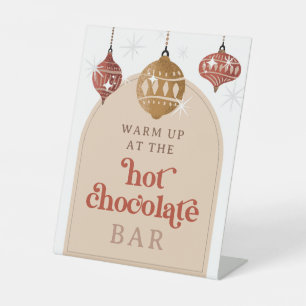 Hot Chocolate Bar Retro Bauble Christmas Bridal Pedestal Sign