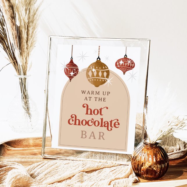 Hot Chocolate Bar Retro Bauble Christmas Bridal Poster (Creator Uploaded)