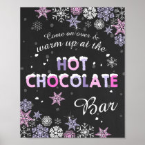 Hot Chocolate Bar Sign Pink Purple snowflakes