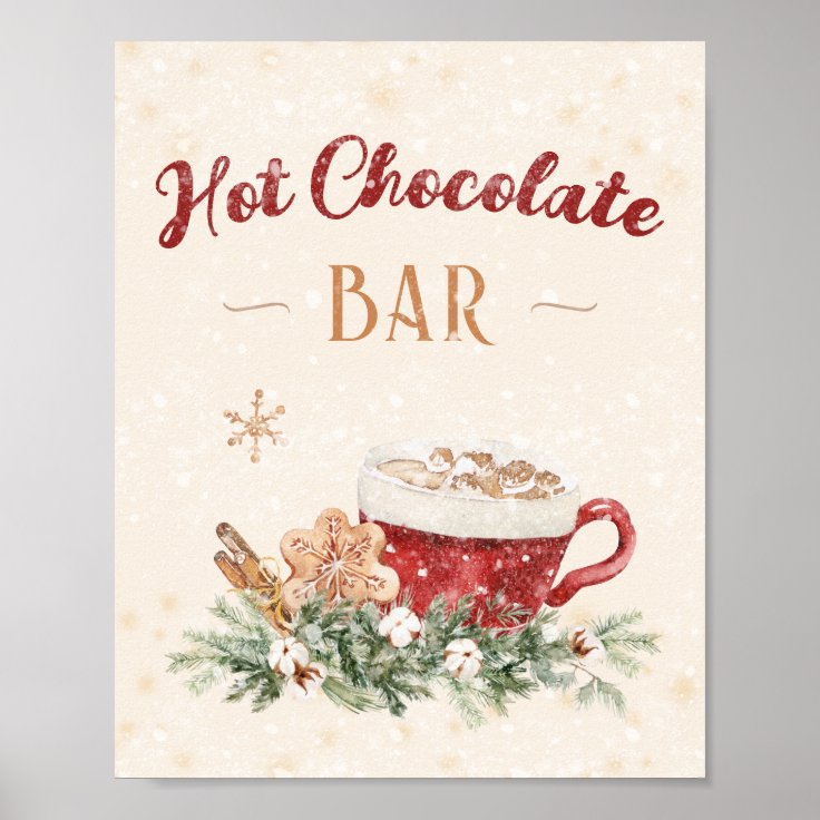 Hot Chocolate Bar Station DIY Idea Christmas Party Poster | Zazzle