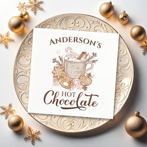 Hot Chocolate Beige Christmas Name Paper Napkins