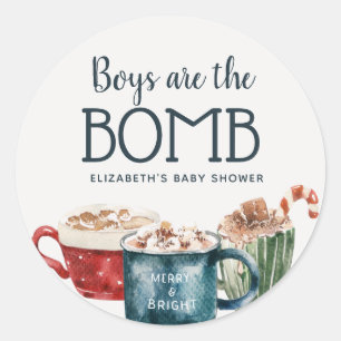 Hot Chocolate Bomb Boy Baby Shower Classic Round Sticker
