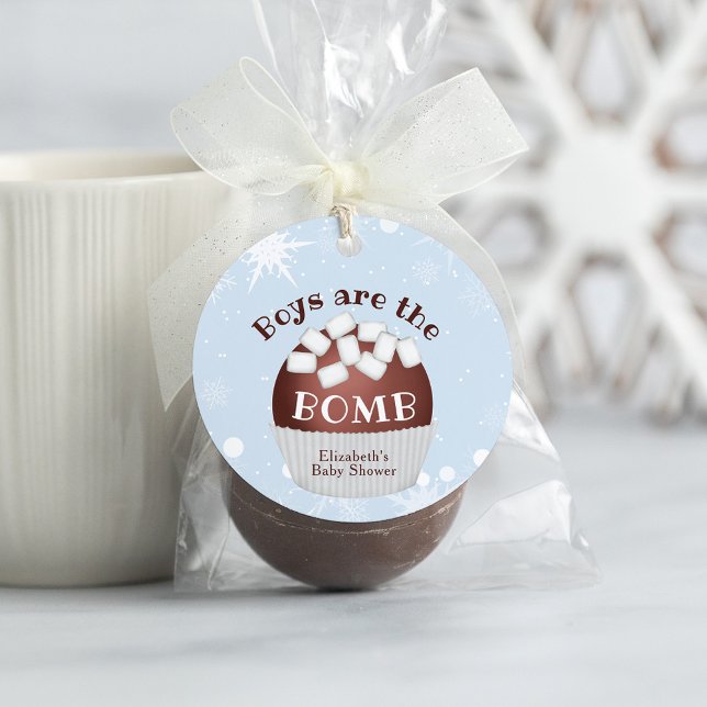 Hot Chocolate Bomb Boy Baby Shower Favor Tag (Creator Uploaded)