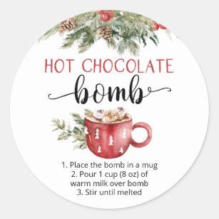 Hot chocolate bomb cute watercolor  classic round sticker