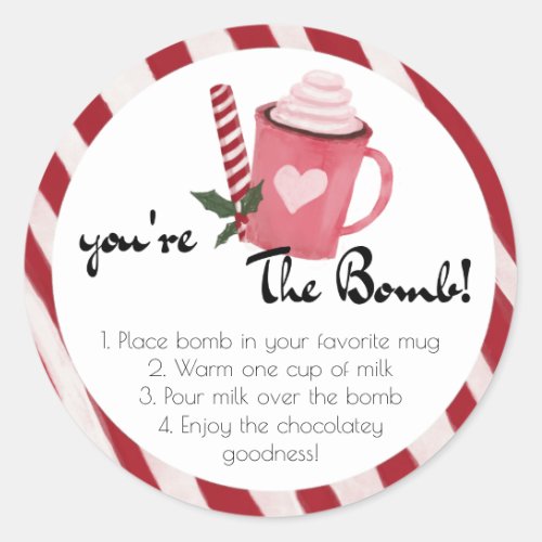 Hot Chocolate Bomb Favor Tags Youre the Bomb Fav Classic Round Sticker