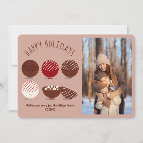Hot Chocolate Bomb Happy Holidays Photo Holiday Card