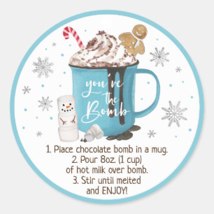 Hot Chocolate Bomb Hot Cocoa Bomb Instruction Classic Round Sticker
