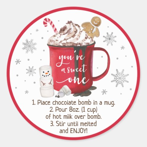 Hot Chocolate Bomb Hot Cocoa Bomb Instruction Classic Round Sticker