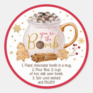 Hot Chocolate Bomb Hot Cocoa Bomb Instruction Classic Round Sticker