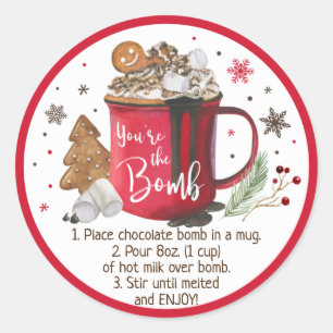 Hot Chocolate Bomb Hot Cocoa Bomb Instruction Classic Round Sticker