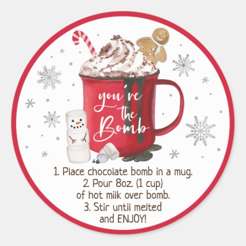 Hot Chocolate Bomb Hot Cocoa Bomb Instruction Classic Round Sticker