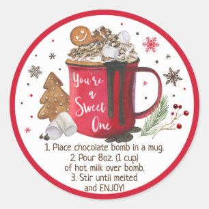 Hot Chocolate Bomb Hot Cocoa Bomb Instruction Classic Round Sticker