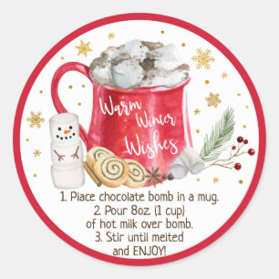 Hot Chocolate Bomb Hot Cocoa Bomb Instruction Classic Round Sticker