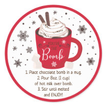 Hot Chocolate Bomb Hot Cocoa Bomb Instruction Classic Round Sticker