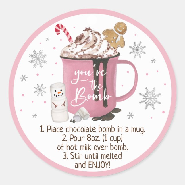 Hot Chocolate Bomb Hot Cocoa Bomb Instructions Classic Round Sticker (Front)