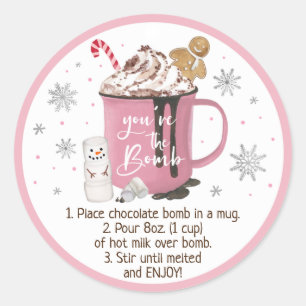 Hot Chocolate Bomb Hot Cocoa Bomb Instructions Classic Round Sticker