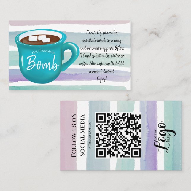 hot chocolate bomb instructions review request business card (Front/Back)