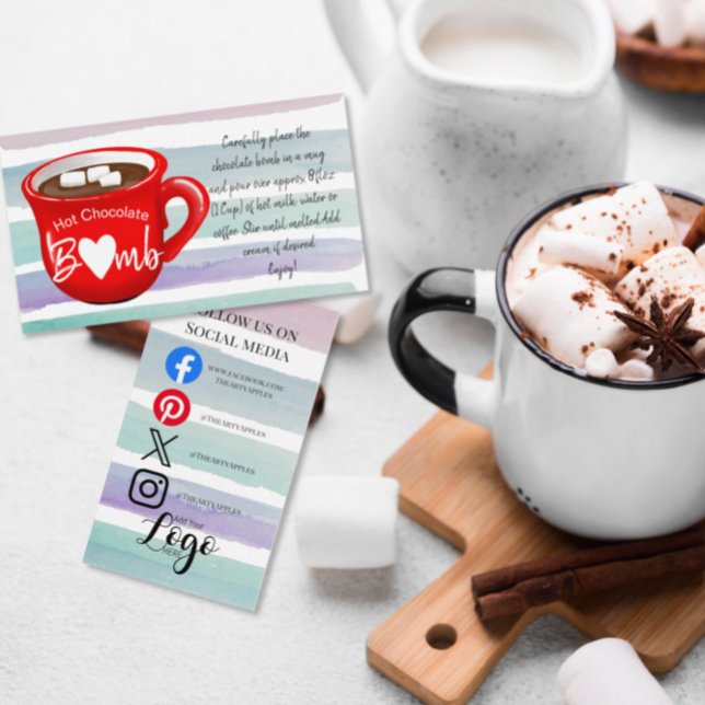 hot chocolate bomb instructions review request business card (Creator Uploaded)