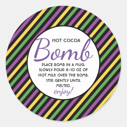 Hot Chocolate Bomb Mardi Gras Classic Round Sticker