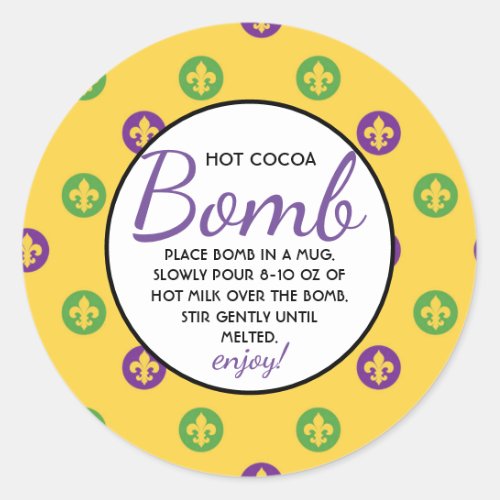 Hot Chocolate Bomb Mardi Gras Classic Round Sticker