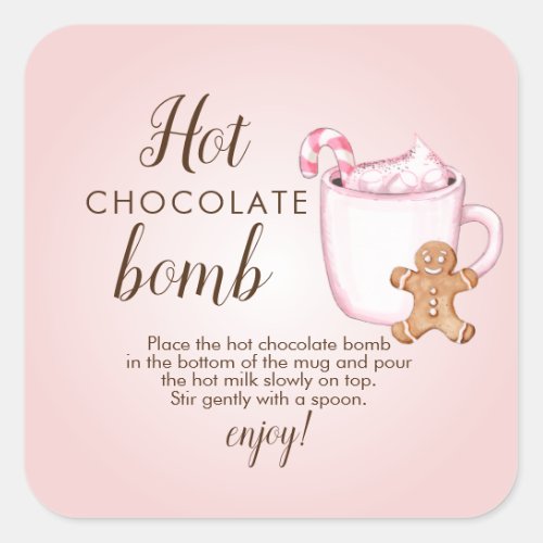 Hot chocolate bomb square sticker