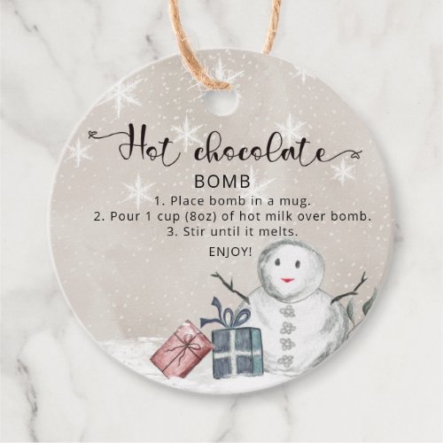 Hot chocolate bomb tag Winter hot cocoa bomb Favo Favor Tags