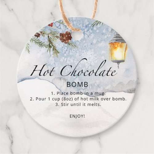 Hot chocolate bomb tag Winter hot cocoa bomb  Favor Tags