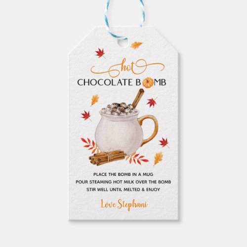 Hot Chocolate Bomb Thanksgiving Tags Gift  Gift Tags