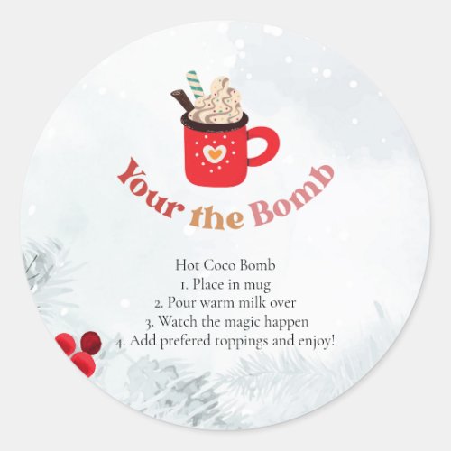 Hot Chocolate Bomb Watercolor Christmas Favor Classic Round Sticker