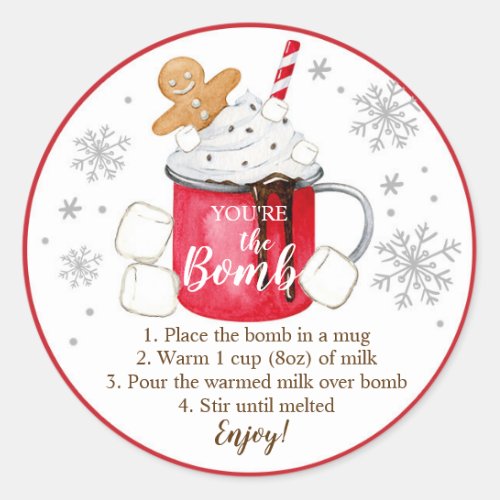 Hot Chocolate Bomb Youre the Bomb Cocoa Christmas Classic Round Sticker