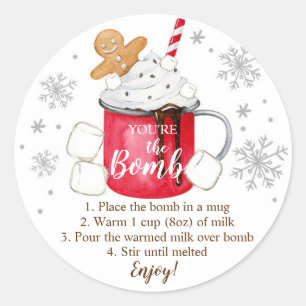 Hot Chocolate Bomb You're the Bomb Cocoa Christmas Classic Round Sticker
