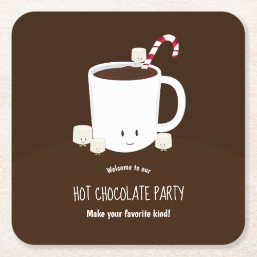 Hot Chocolate Brown Christmas Holiday Party Square Paper Coaster