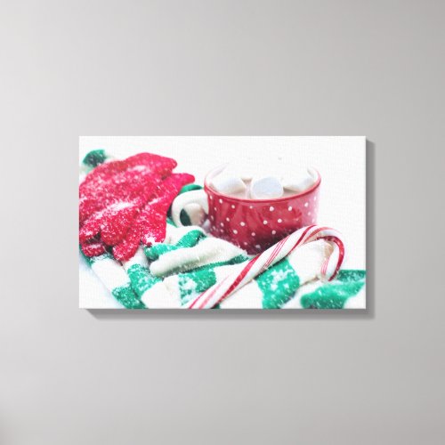 Hot Chocolate  Candy Cane Christmas Canvas Print