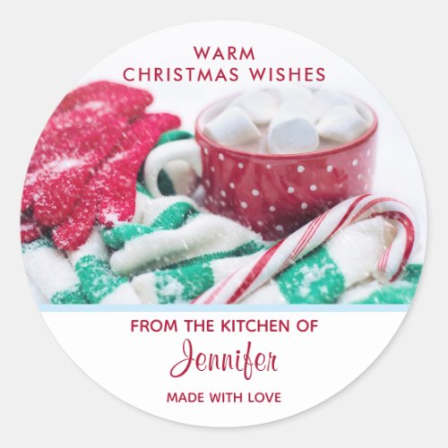 Hot Chocolate  Candy Cane Christmas Kitchen Classic Round Sticker