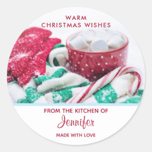 Hot Chocolate & Candy Cane Christmas Kitchen Classic Round Sticker