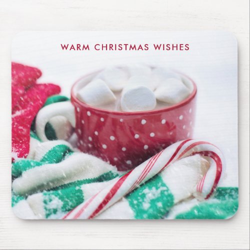Hot Chocolate  Candy Cane Christmas Mouse Pad