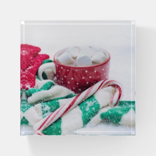 Hot Chocolate  Candy Cane Christmas Paperweight
