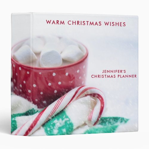Hot Chocolate  Candy Cane Christmas Planner 3 Ring Binder