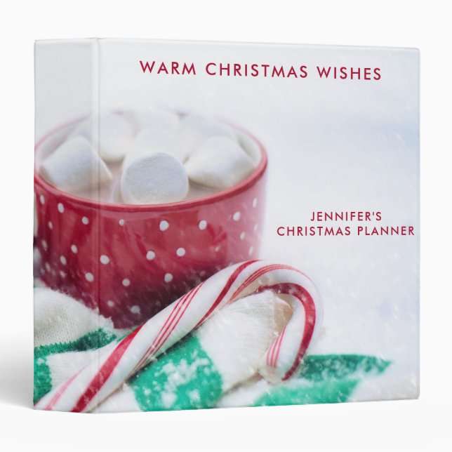 Hot Chocolate & Candy Cane Christmas Planner 3 Ring Binder (Front/Spine)