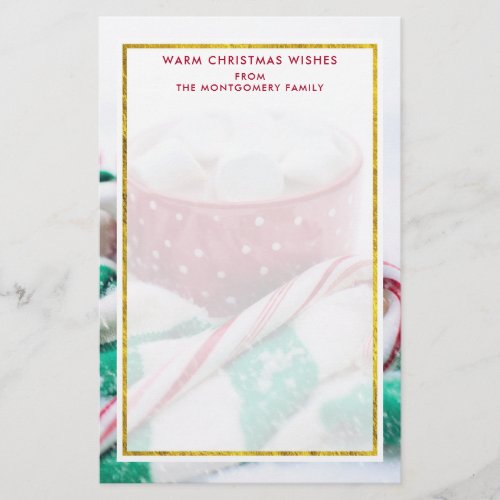 Hot Chocolate  Candy Cane Christmas Stationery