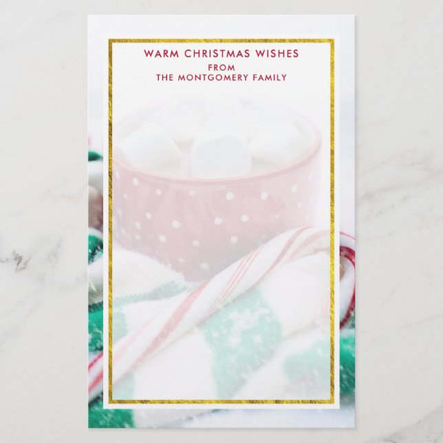 Hot Chocolate & Candy Cane Christmas Stationery (Front)