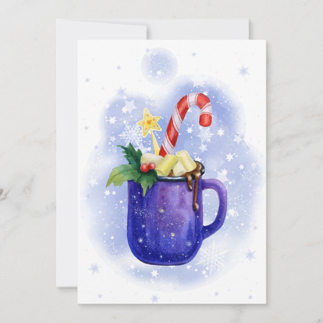 Hot Chocolate & Candy Cane mag Holiday Card (Front)