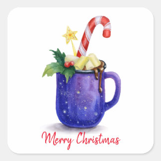 Hot Chocolate & Candy Cane Mag Square Sticker