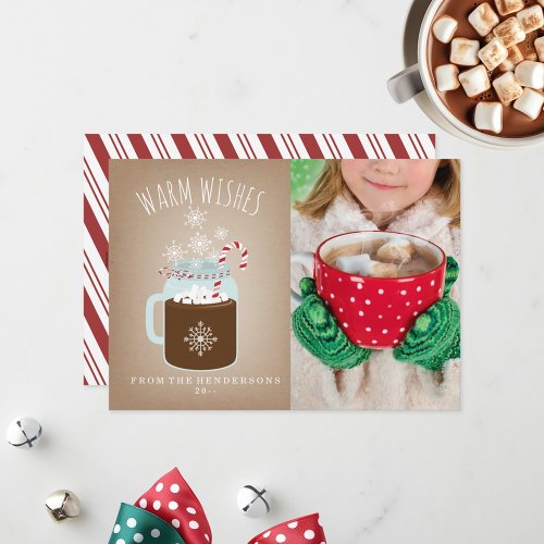 Hot Chocolate Candy Cane Photo Christmas Card