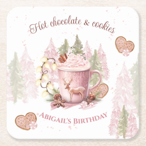 Hot Chocolate Christmas Birthday Paper Coaster 
