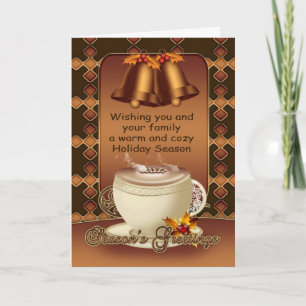 Hot Chocolate Christmas Card Bells And Holly