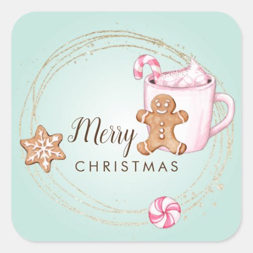 Hot chocolate Christmas gift stickers